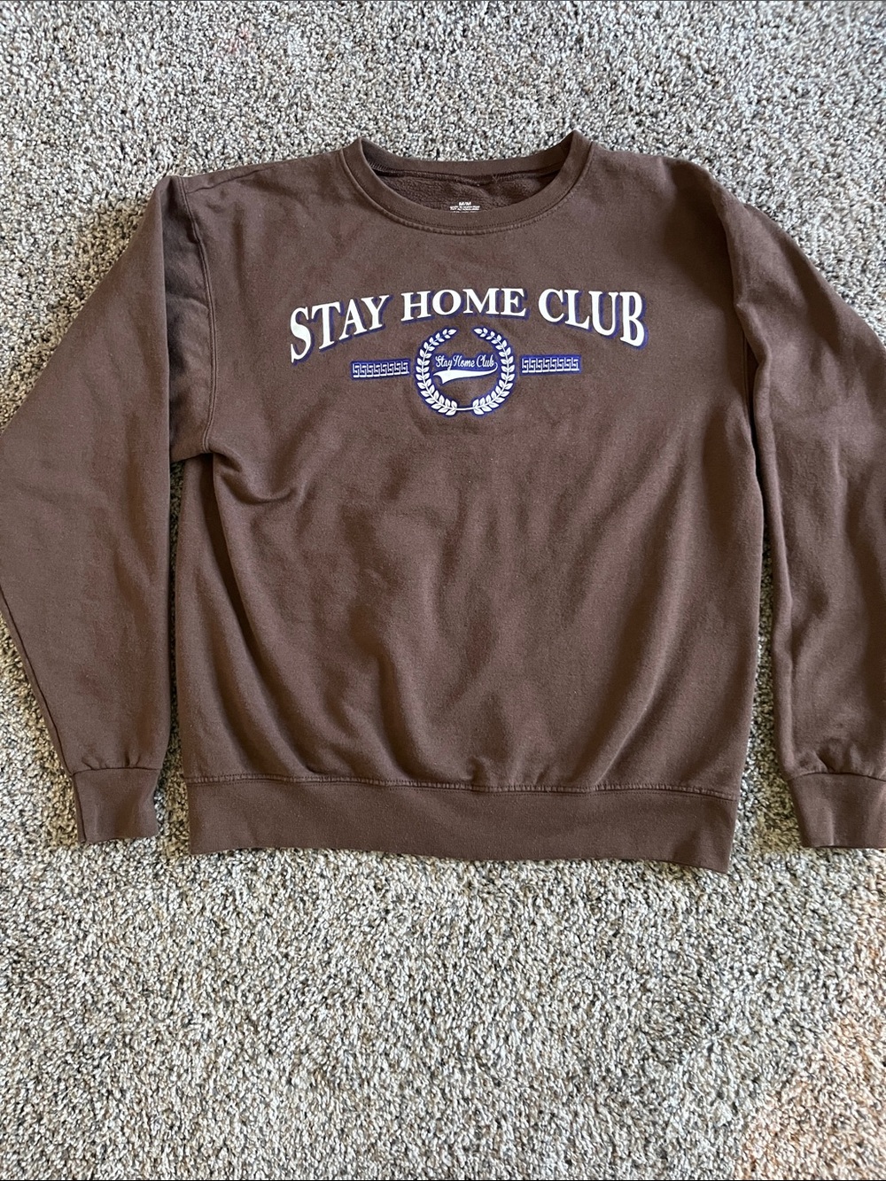 Stay Home Club Brown Crewneck Sweatshirt